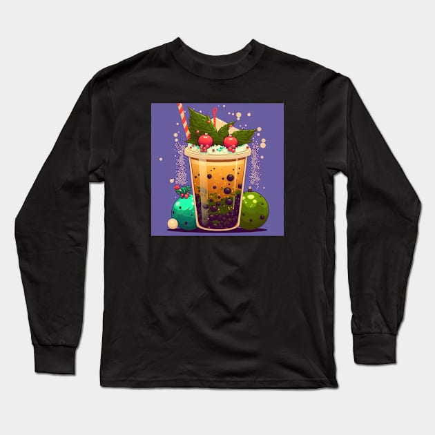 Christmas bubble tea Long Sleeve T-Shirt by Art8085